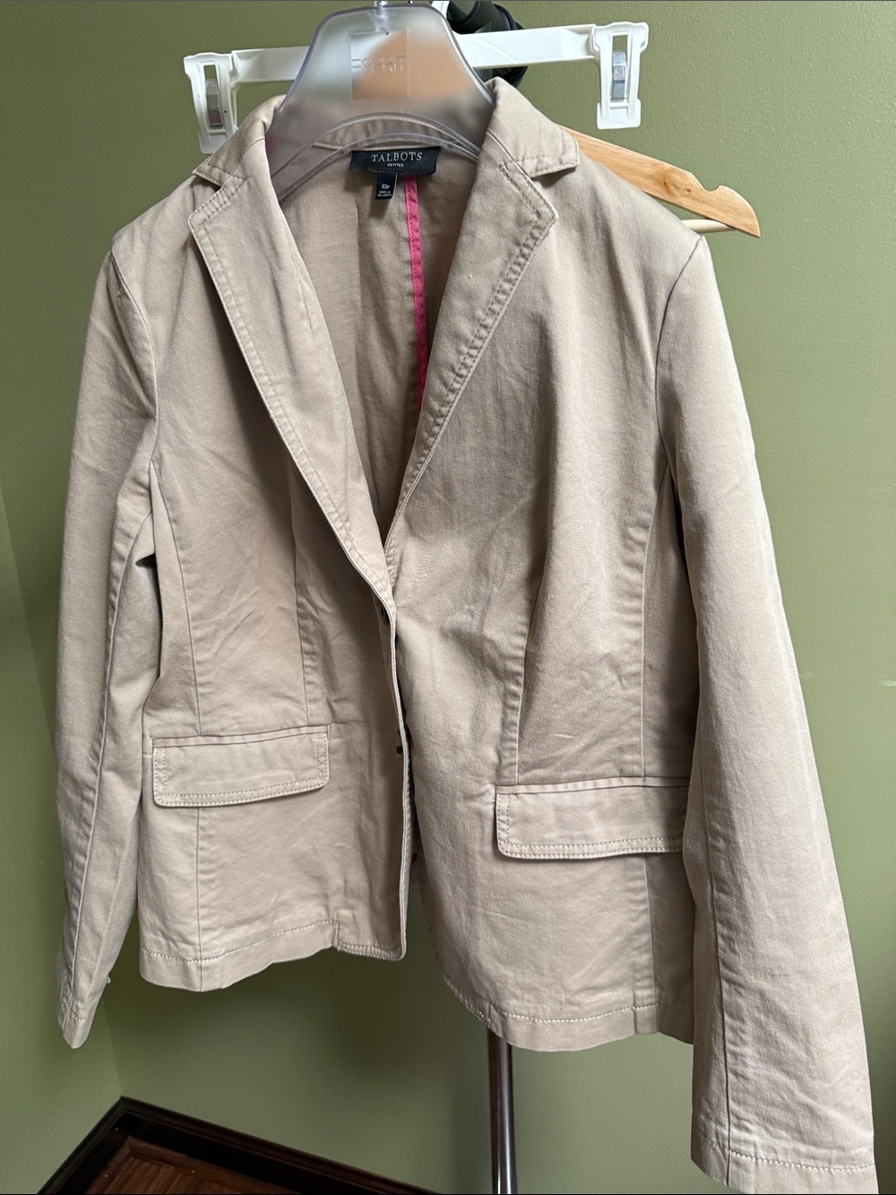 Talbots Beige Cotton-Blend Tailored Blazer
